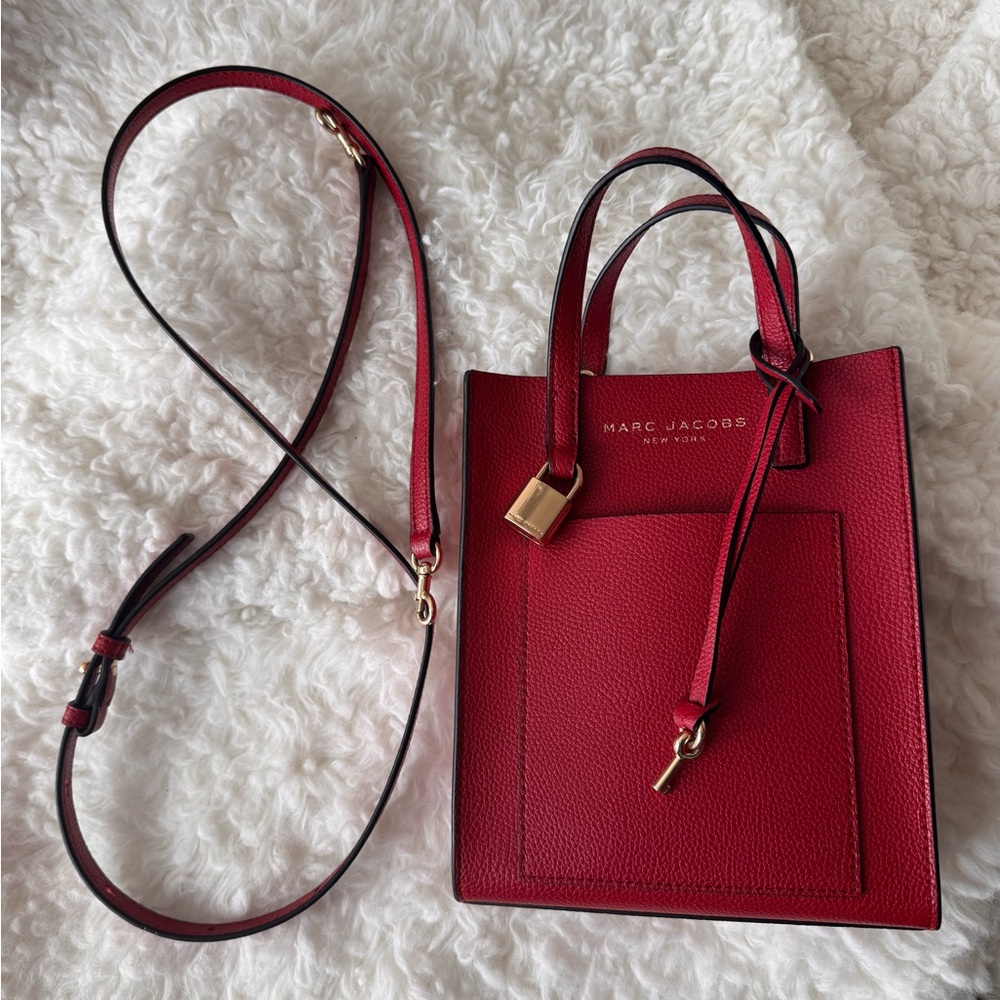 Marc Jacobs Red Mini Bag with Structured Design and Gold Hardware